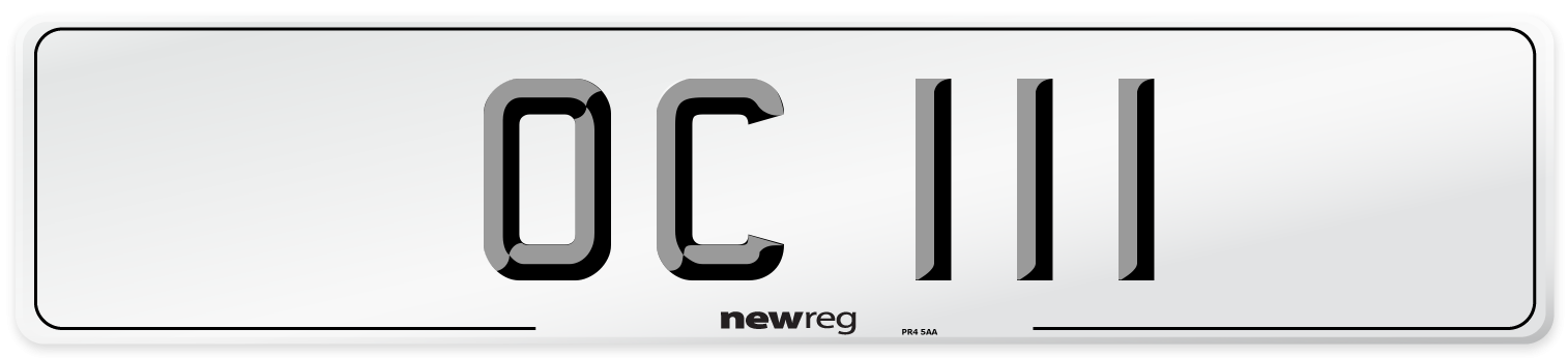 OC 111 Number Plate from New Reg